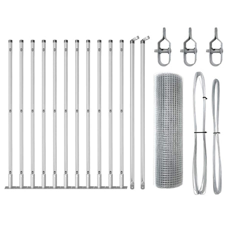 Vidaxl afrasteringspaal zilver 25 x 0,4 m (12 x 12 mm gaas) staal
