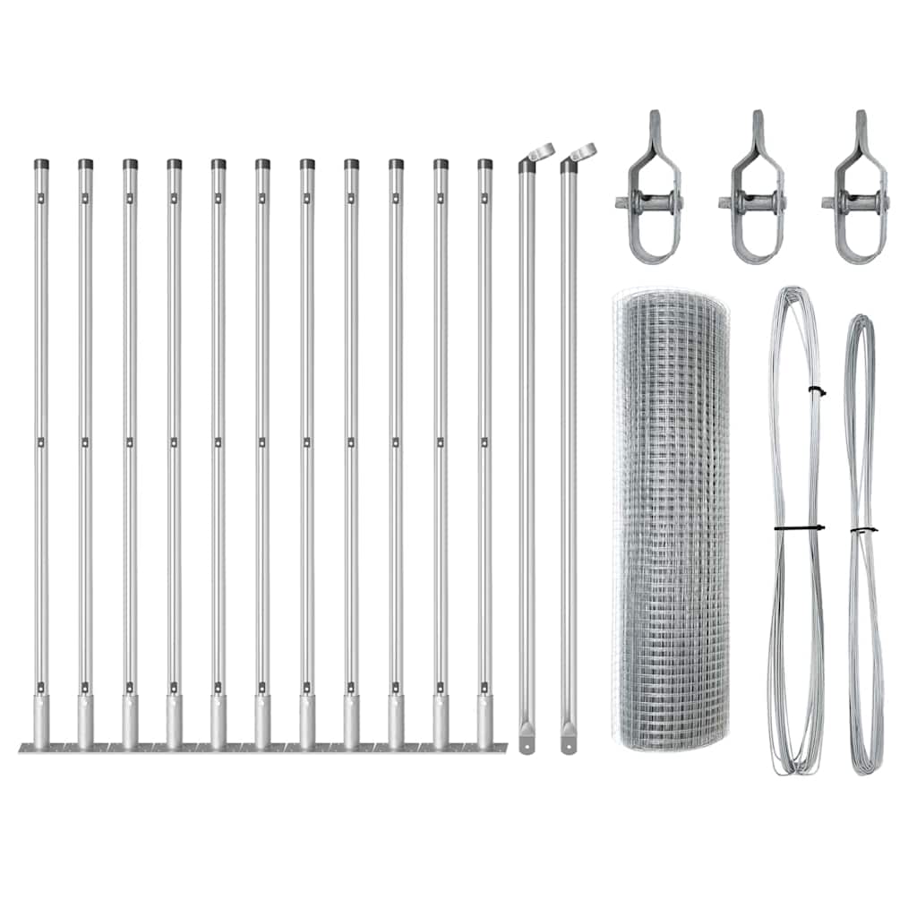 Vidaxl afrasteringspaal zilver 25 x 0,5 m (12 x 12 mm gaas) staal
