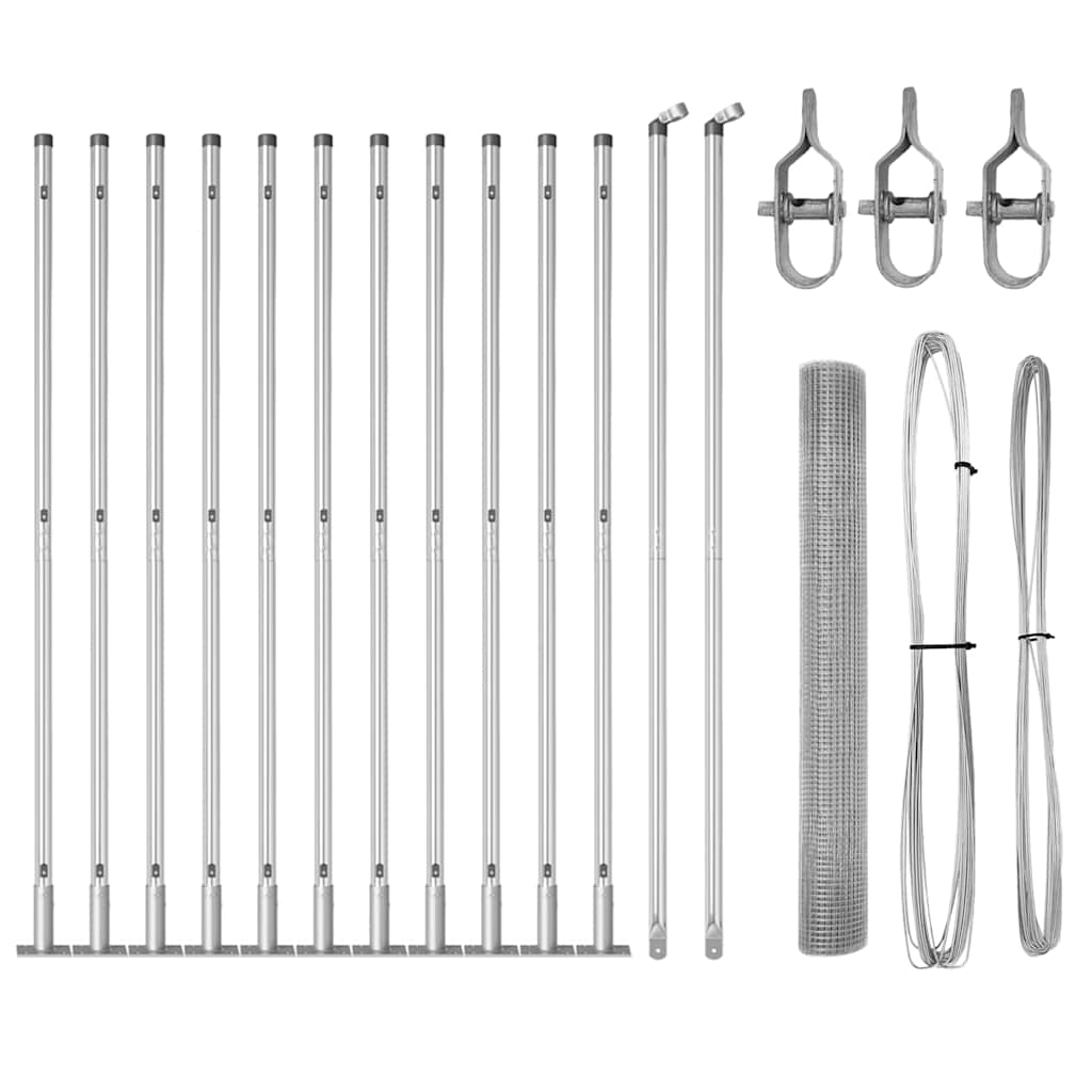 Vidaxl afrasteringspaal zilver 25 x 0,8 m (19 x 19 mm gaas) staal
