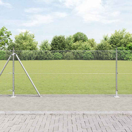 Vidaxl afrasteringspaal zilver 25 x 0,8 m (25 x 25 mm gaas) staal