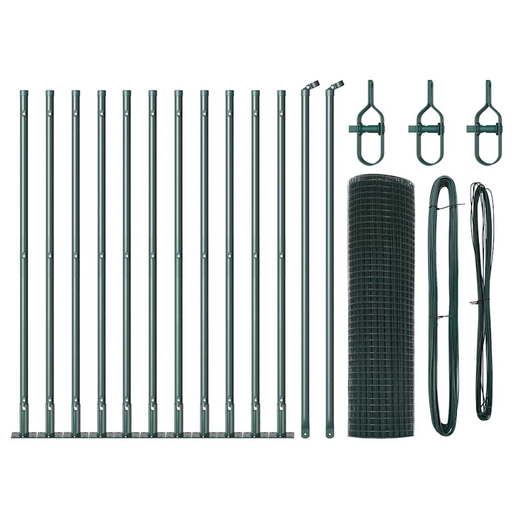 Vidaxl afrasteringspaal groen 25 x 0,5 m (16 x 16 mm gaas) staal
