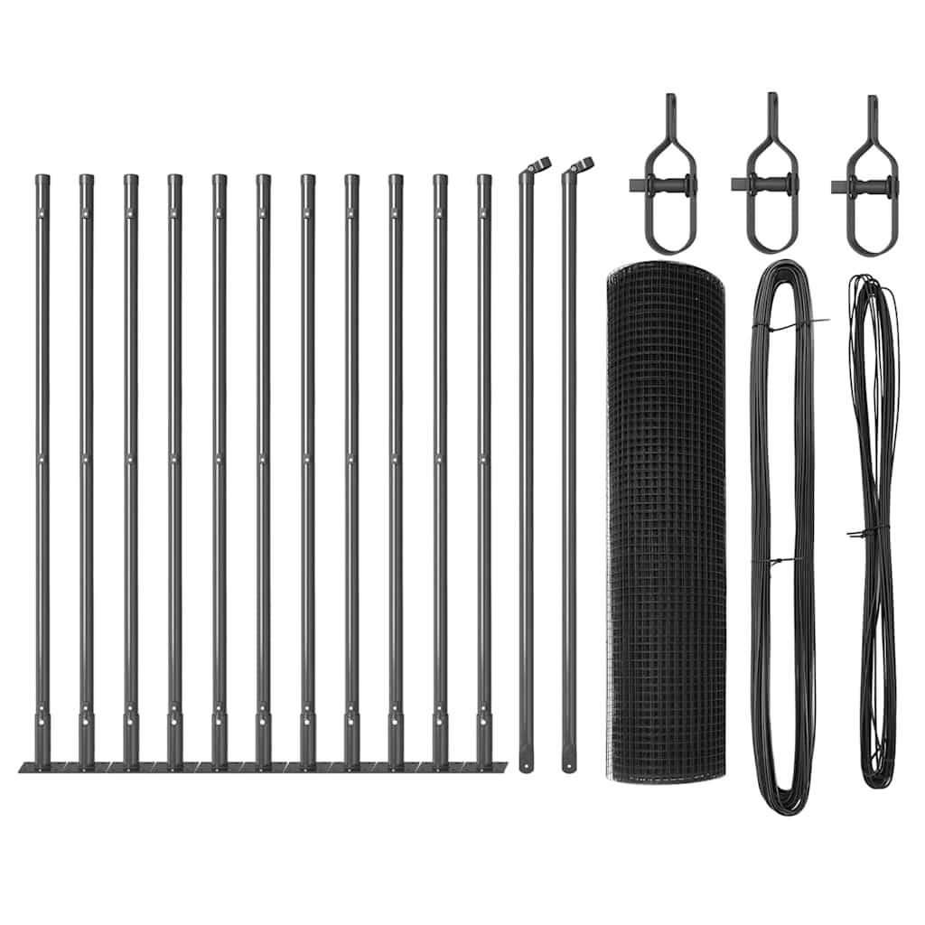 Vidaxl afrasteringspaal grijs 25 x 0,5 m (12 x 12 mm gaas) staal