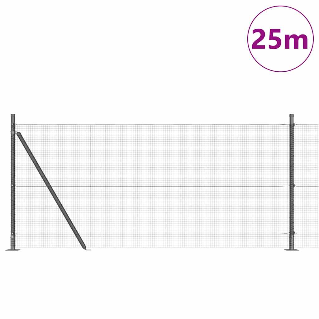 Vidaxl afrasteringspaal grijs 25 x 1 m (16 x 16 mm gaas) staal