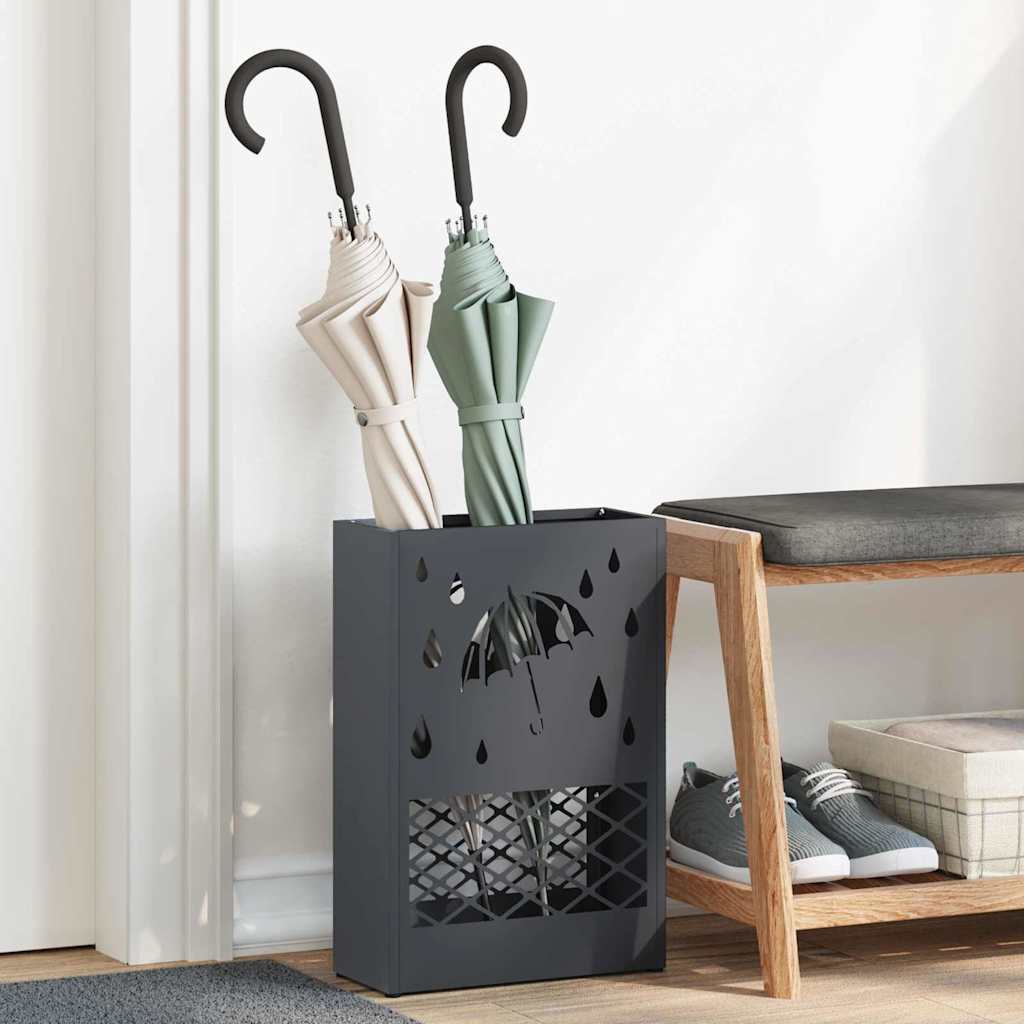 Vidaxl paraplu standaard antraciet 28 x 12 x 41 cm staal