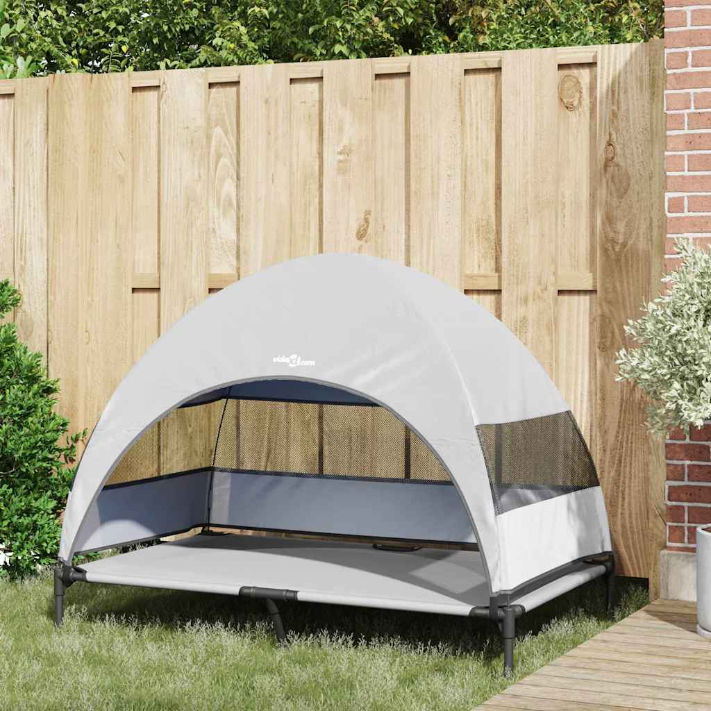 Vidaxl verhoogd hondenbed zilvergrijs 127 x 81 x 108 cm stof en staal