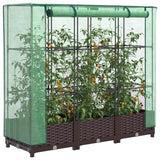 Vidaxx Pflanzkübel erhöht mit Gewächshausabdeckung 120x40x123 cm Rattanoptik