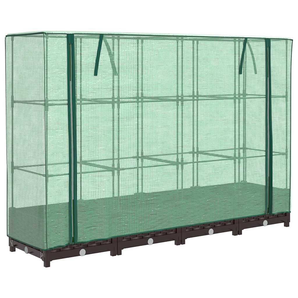 Vidaxx Pflanzkübel erhöht mit Gewächshausabdeckung 160x40x123 cm Rattanoptik