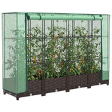 Vidaxx Pflanzkübel erhöht mit Gewächshausabdeckung 160x40x123 cm Rattanoptik