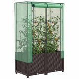 VidaXL Pflanzkübel erhöht mit Gewächshausabdeckung 80x40x138 cm Rattanoptik