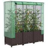 Vidaxx Pflanzkübel erhöht mit Gewächshausabdeckung 120x40x138 cm Rattanoptik
