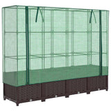 Vidaxx Pflanzkübel erhöht mit Gewächshausabdeckung 160x40x138 cm Rattanoptik