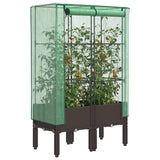 VidaXL Pflanzkübel erhöht mit Gewächshausabdeckung 80x40x140 cm Rattanoptik