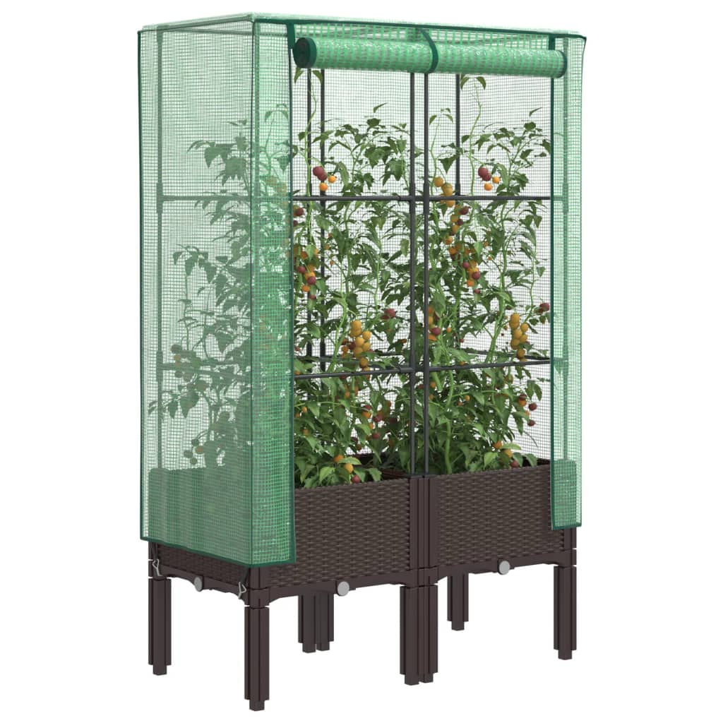 Vidaxl plantenbak verhoogd met kashoes 80x40x140 cm rattanlook