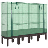 Vidaxx Pflanzkübel erhöht mit Gewächshausabdeckung 160x40x140 cm Rattanoptik