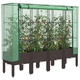 Vidaxx Pflanzkübel erhöht mit Gewächshausabdeckung 160x40x140 cm Rattanoptik