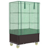 Vidaxx Pflanzkübel erhöht mit Abdeckung und Rädern 80x50x182 cm Rattanoptik