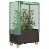 Vidaxx Pflanzkübel erhöht mit Abdeckung und Rädern 80x50x182 cm Rattanoptik