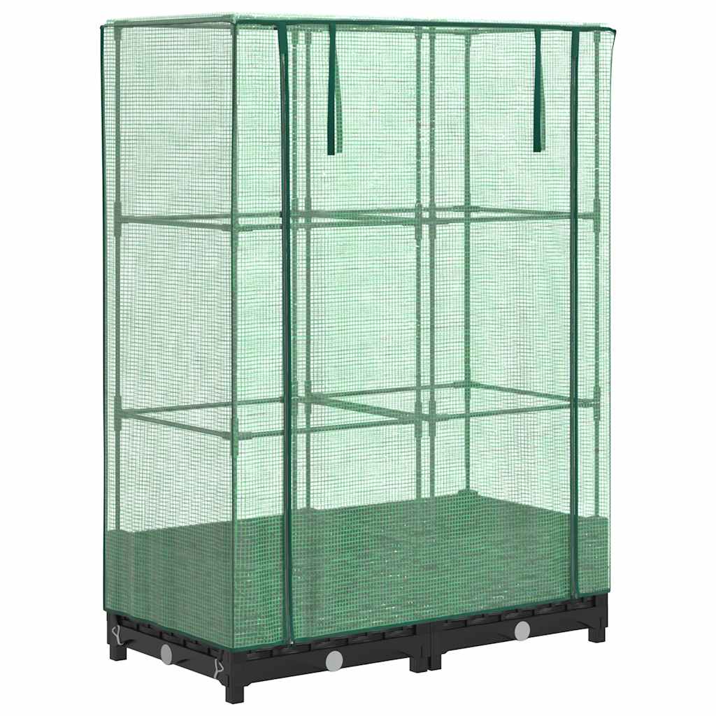 Vidaxx Pflanzkübel erhöht mit Gewächshausabdeckung 80x40x123 cm Rattanoptik