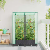 Vidaxx Pflanzkübel erhöht mit Gewächshausabdeckung 80x40x123 cm Rattanoptik