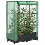 Vidaxx Pflanzkübel erhöht mit Gewächshausabdeckung 80x40x123 cm Rattanoptik