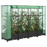 Vidaxx Pflanzkübel erhöht mit Gewächshausabdeckung 160x40x123 cm Rattanoptik