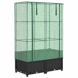VidaXL Pflanzkübel erhöht mit Gewächshausabdeckung 80x40x138 cm Rattanoptik