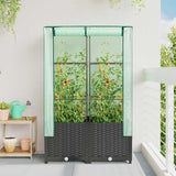 VidaXL Pflanzkübel erhöht mit Gewächshausabdeckung 80x40x138 cm Rattanoptik