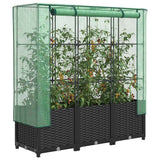 Vidaxx Pflanzkübel erhöht mit Gewächshausabdeckung 120x40x138 cm Rattanoptik