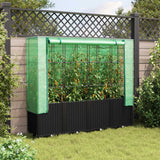 VidaXL Pflanzkübel erhöht mit Gewächshausabdeckung 160x40x153 cm Rattanoptik