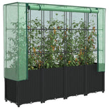 VidaXL Pflanzkübel erhöht mit Gewächshausabdeckung 160x40x153 cm Rattanoptik