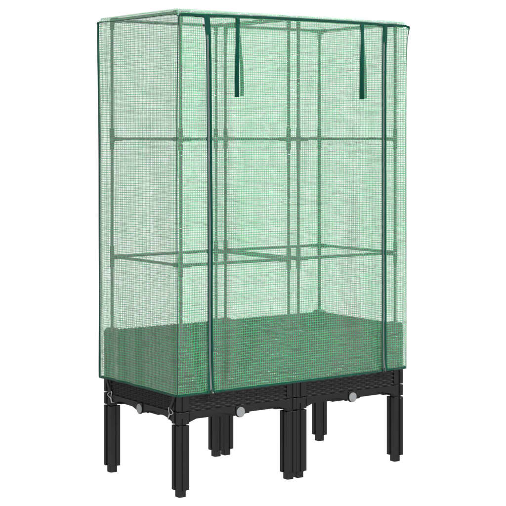 VidaXL Pflanzkübel erhöht mit Gewächshausabdeckung 80x40x140 cm Rattanoptik