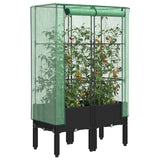 VidaXL Pflanzkübel erhöht mit Gewächshausabdeckung 80x40x140 cm Rattanoptik