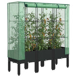 Vidaxx Pflanzkübel erhöht mit Gewächshausabdeckung 120x40x140 cm Rattanoptik