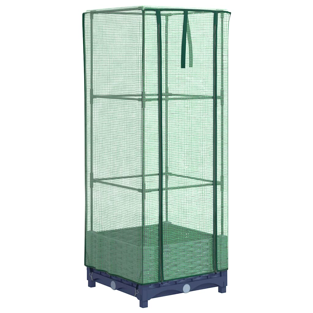 Vidaxx Pflanzgefäß erhöht mit Gewächshausabdeckung 40x40x123 cm Rattanoptik