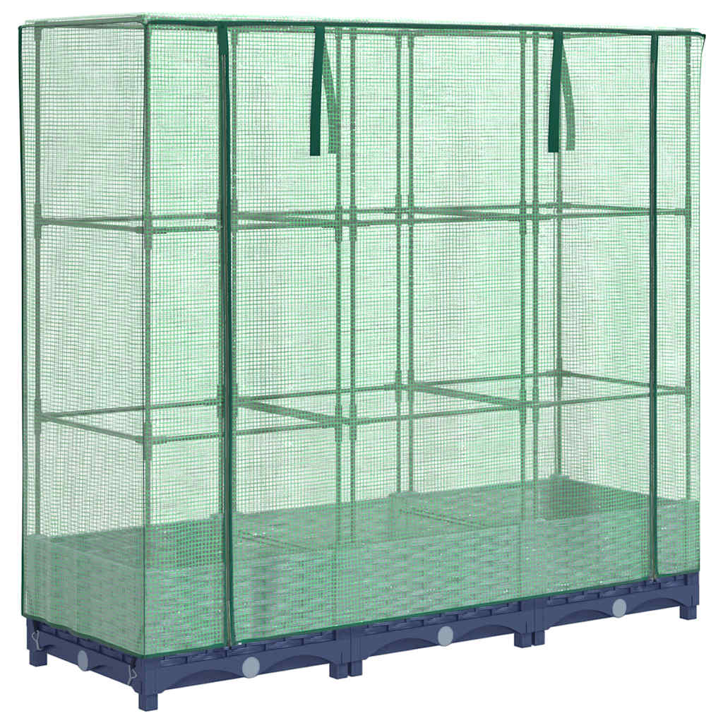 Vidaxx Pflanzkübel erhöht mit Gewächshausabdeckung 120x40x123 cm Rattanoptik
