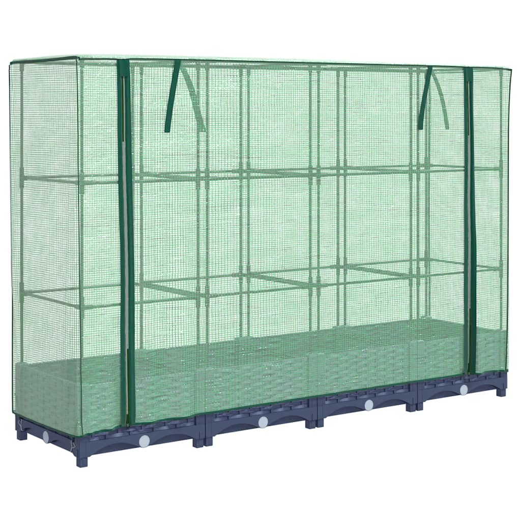 Vidaxx Pflanzkübel erhöht mit Gewächshausabdeckung 160x40x123 cm Rattanoptik
