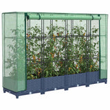 Vidaxx Pflanzkübel erhöht mit Gewächshausabdeckung 160x40x123 cm Rattanoptik