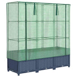 Vidaxx Pflanzkübel erhöht mit Gewächshausabdeckung 120x40x138 cm Rattanoptik