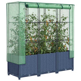 Vidaxx Pflanzkübel erhöht mit Gewächshausabdeckung 120x40x138 cm Rattanoptik