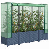 Vidaxx Pflanzkübel erhöht mit Gewächshausabdeckung 160x40x138 cm Rattanoptik