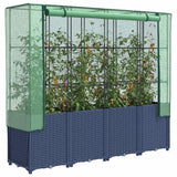 VidaXL Pflanzkübel erhöht mit Gewächshausabdeckung 160x40x153 cm Rattanoptik