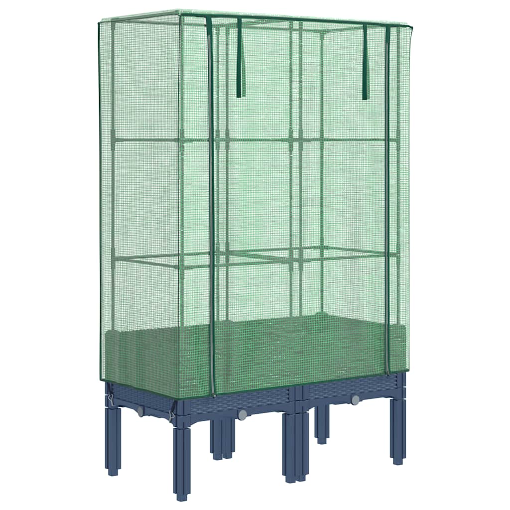 VidaXL Pflanzkübel erhöht mit Gewächshausabdeckung 80x40x140 cm Rattanoptik