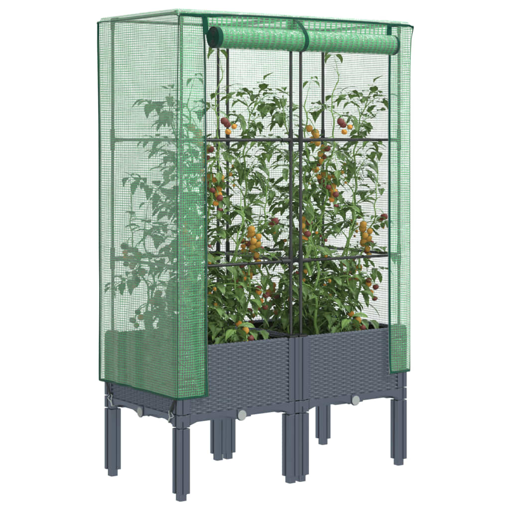 Vidaxl plantenbak verhoogd met kashoes 80x40x140 cm rattanlook