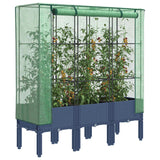 Vidaxx Pflanzkübel erhöht mit Gewächshausabdeckung 120x40x140 cm Rattanoptik