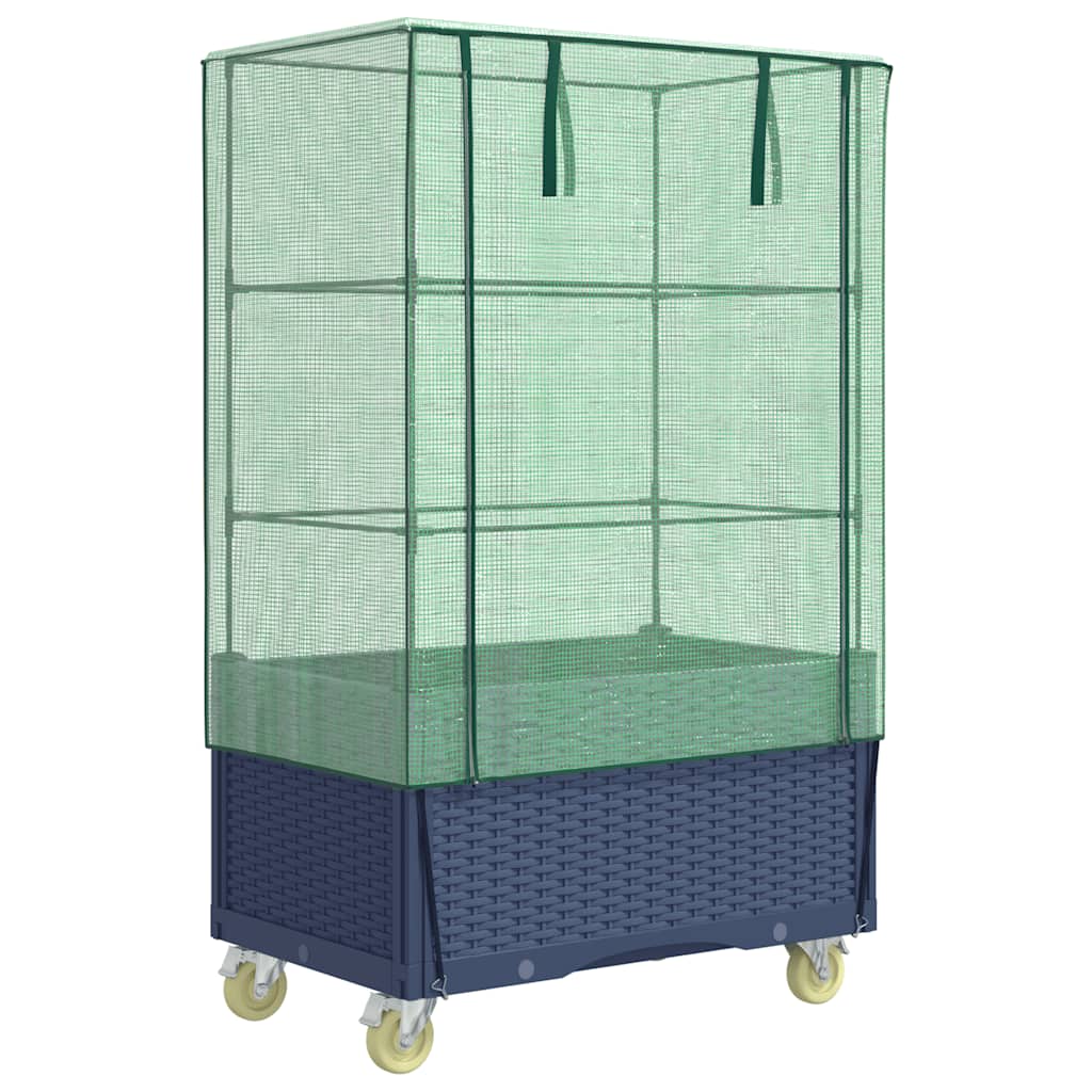 Vidaxx Pflanzkübel erhöht mit Abdeckung und Rädern 80x50x182 cm Rattanoptik