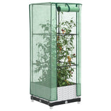 Vidaxx Pflanzgefäß erhöht mit Gewächshausabdeckung 40x40x123 cm Rattanoptik