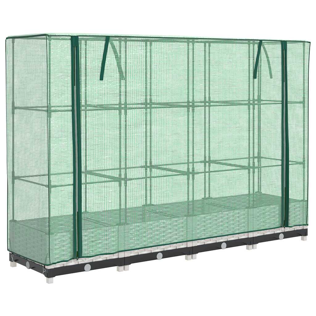 Vidaxx Pflanzkübel erhöht mit Gewächshausabdeckung 160x40x123 cm Rattanoptik