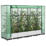 Vidaxx Pflanzkübel erhöht mit Gewächshausabdeckung 160x40x123 cm Rattanoptik