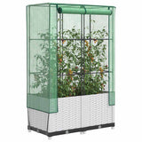 VidaXL Pflanzkübel erhöht mit Gewächshausabdeckung 80x40x138 cm Rattanoptik