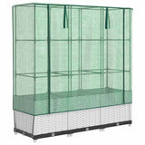 Vidaxx Pflanzkübel erhöht mit Gewächshausabdeckung 120x40x138 cm Rattanoptik